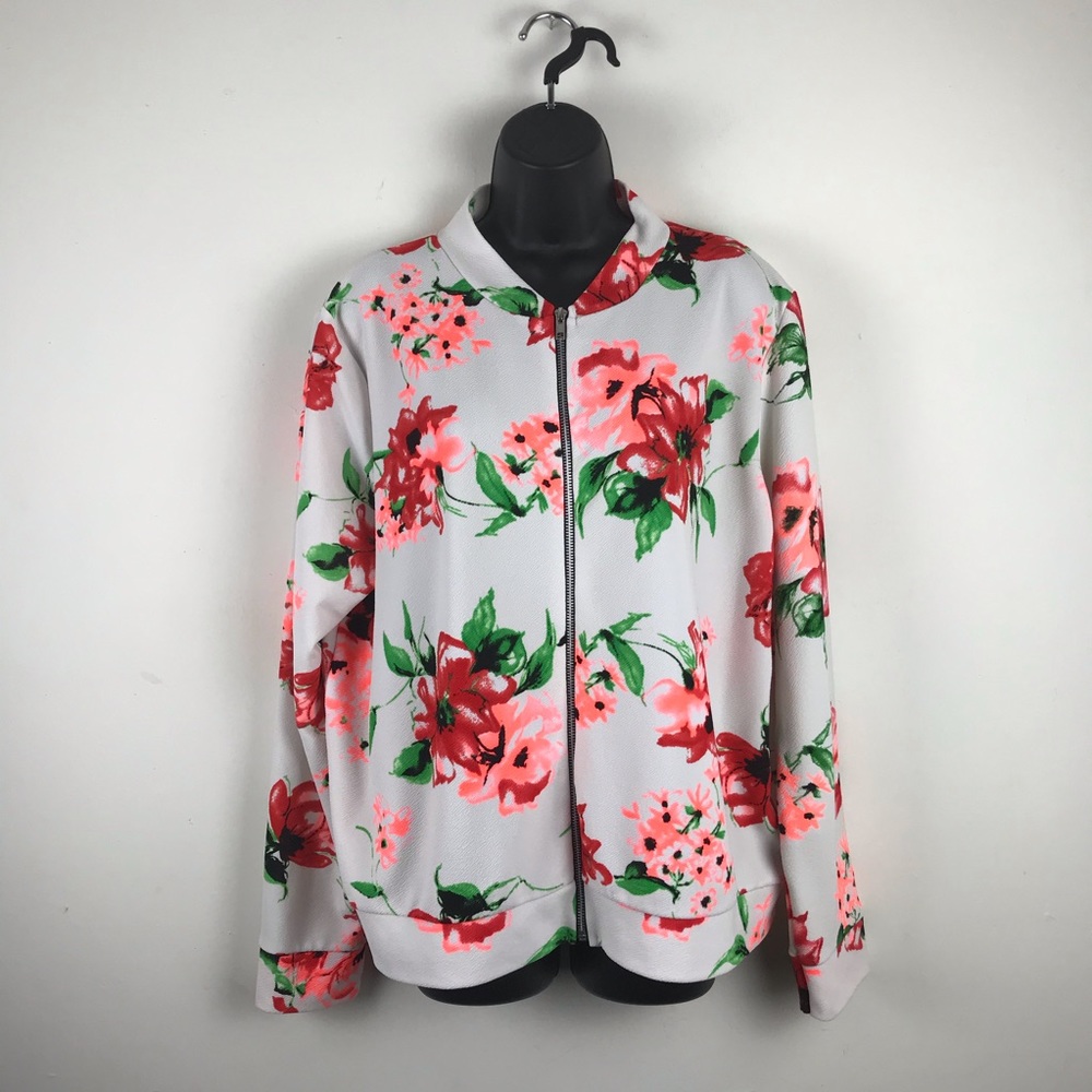 Boohoo + Oriental Floral Print Bomber Jacket